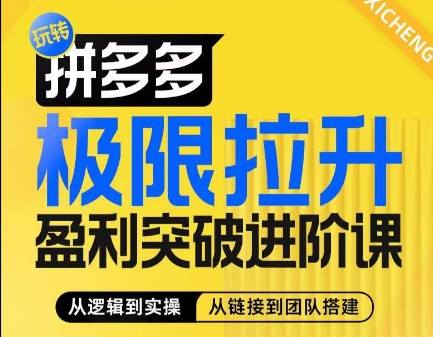 拼多多极限拉升盈利突破进阶课，​从算法到玩法，从玩法到团队搭建，体系化系统性帮助商家实现利润提升-为学素材网