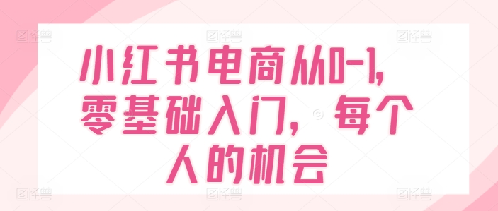 小红书电商从0-1，零基础入门，每个人的机会-为学素材网